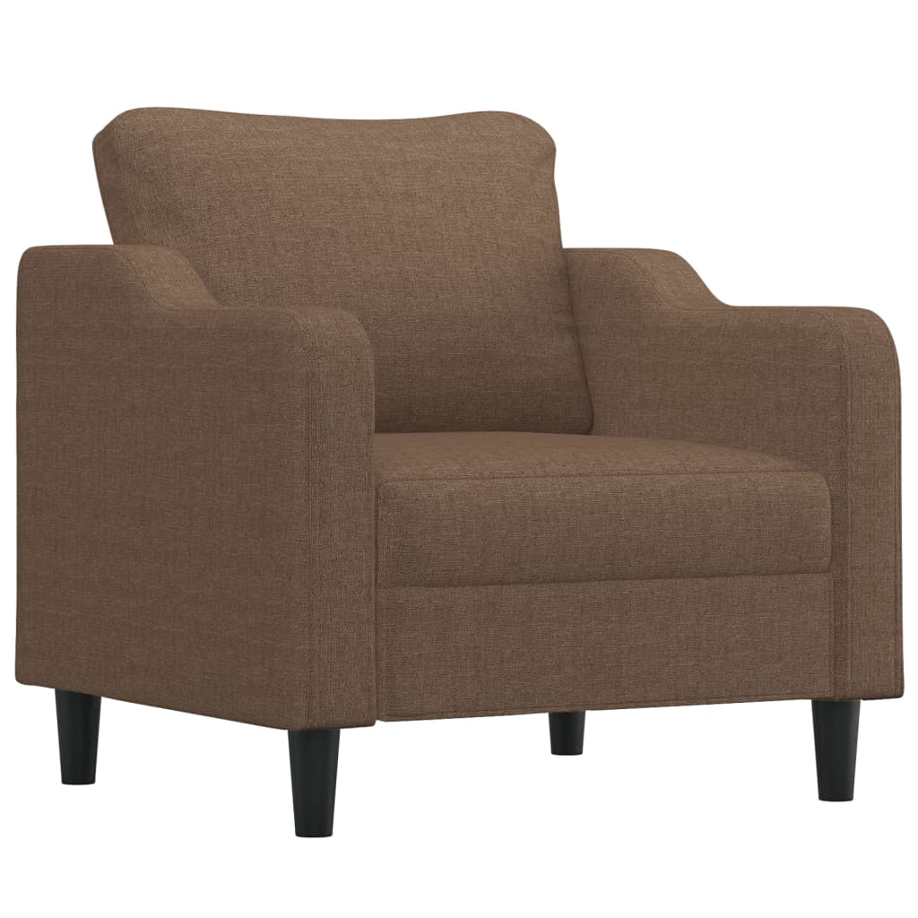 3-dijelni set sofa s jastucima smeđi od tkanine