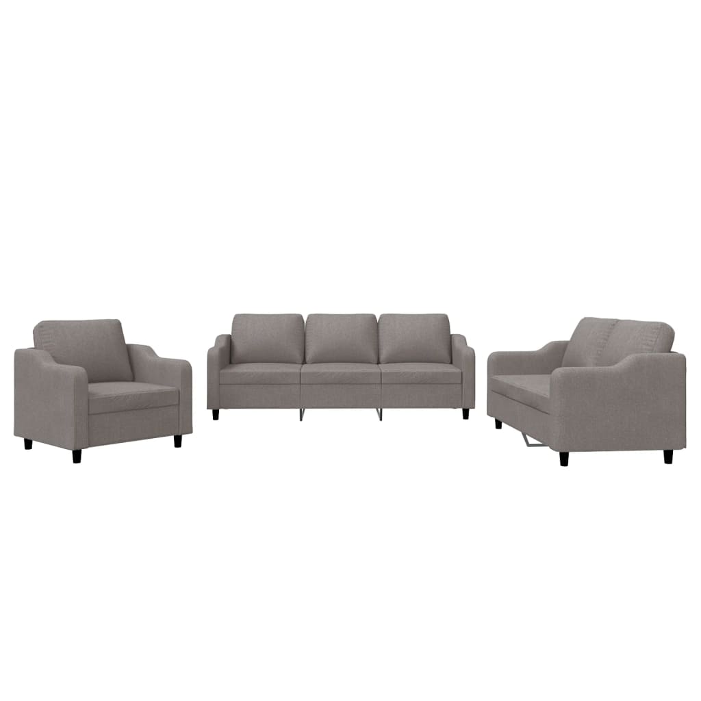 3-dijelni set sofa s jastucima smeđesivi od tkanine