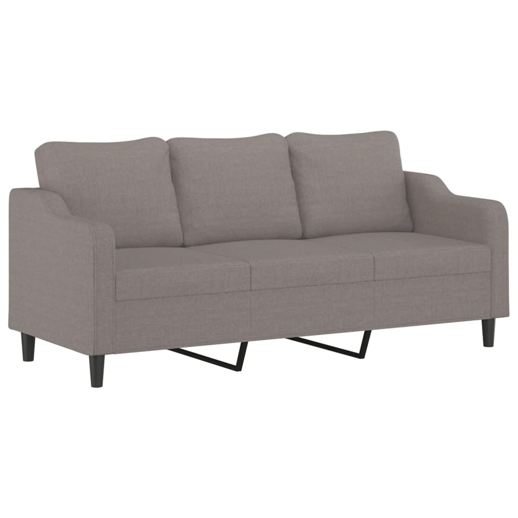 3-dijelni set sofa s jastucima smeđesivi od tkanine