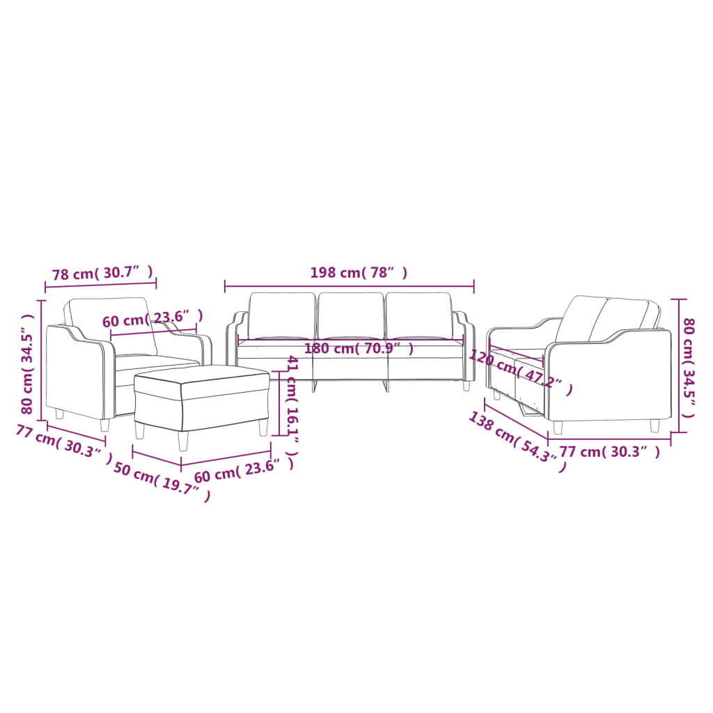 4-dijelni set sofa s jastucima tamnosivi od tkanine