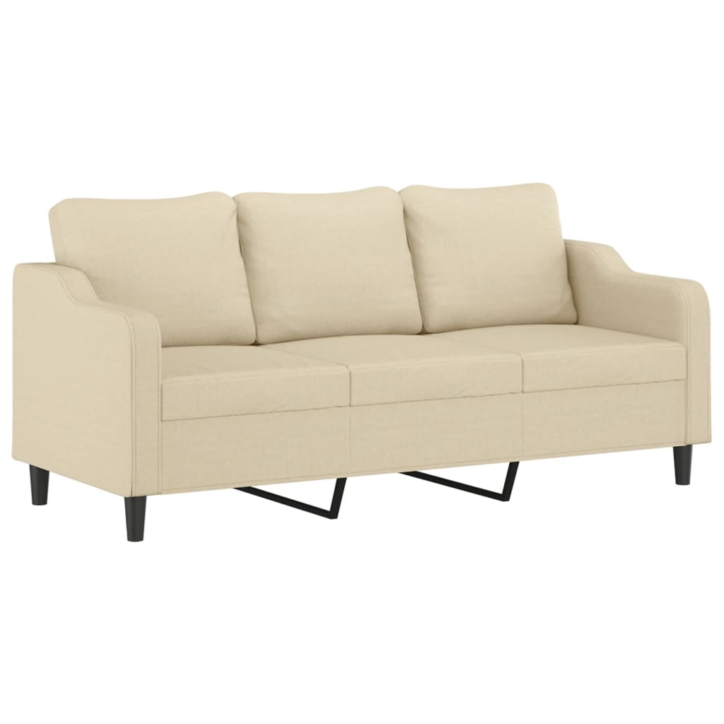 4-dijelni set sofa s jastucima krem od tkanine