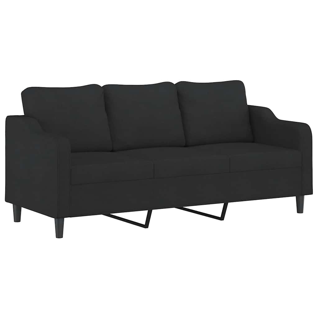 4-dijelni set sofa s jastucima crni od tkanine