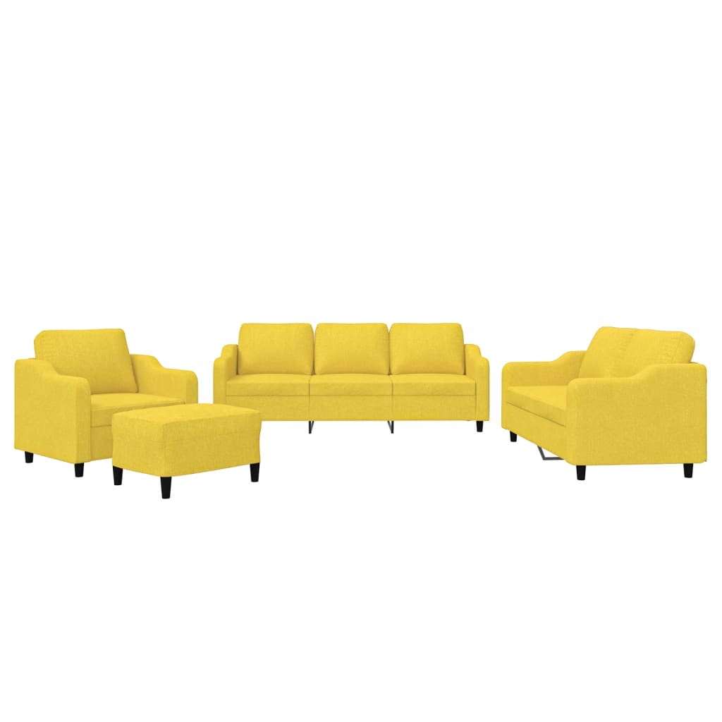 4-dijelni set sofa s jastucima svjetložuti od tkanine
