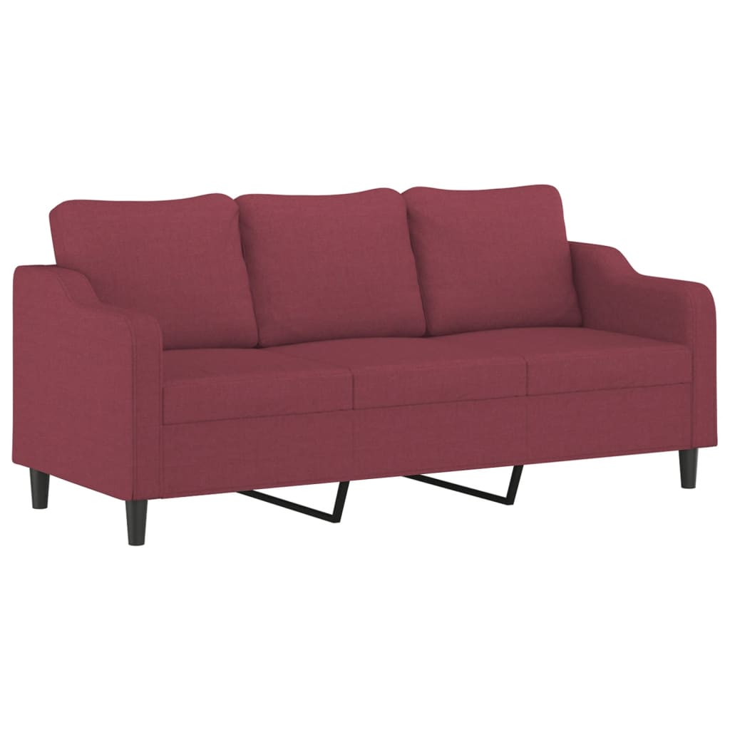4-dijelni set sofa s jastucima crvena boja vina od tkanine