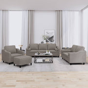 4-dijelni set sofa s jastucima smeđesivi od tkanine