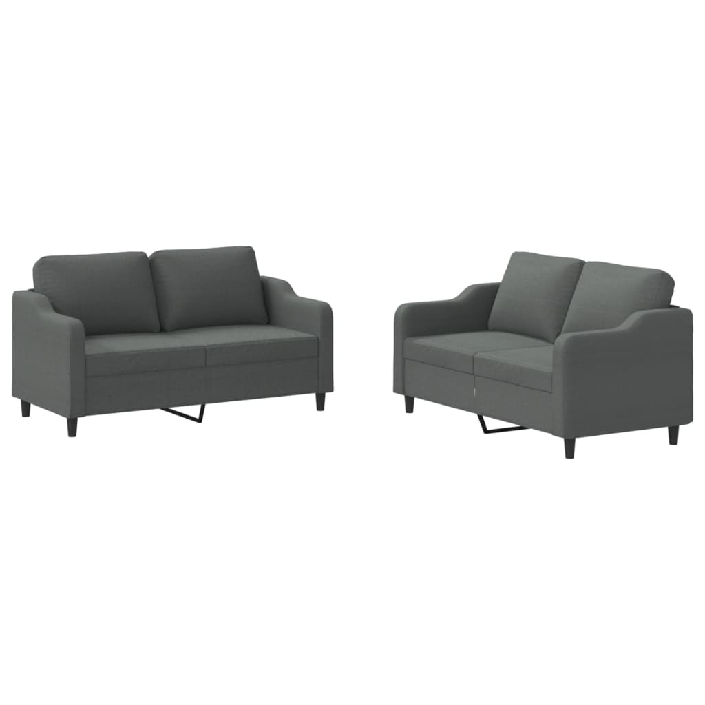 2-dijelni set sofa s jastucima tamnosivi od tkanine
