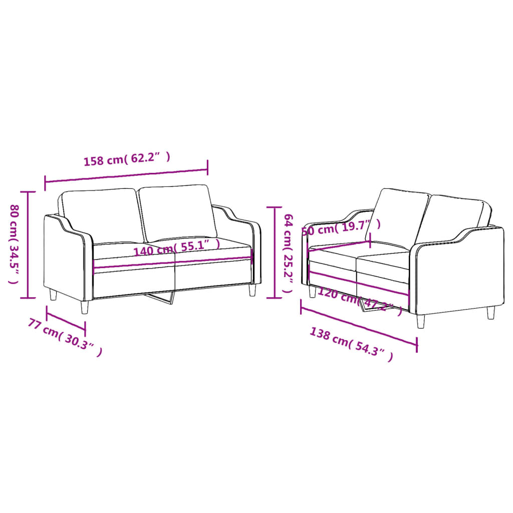 2-dijelni set sofa s jastucima tamnosivi od tkanine