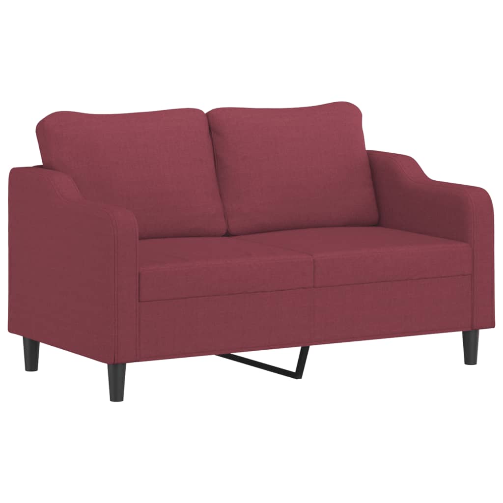 2-dijelni set sofa s jastucima crvena boja vina od tkanine