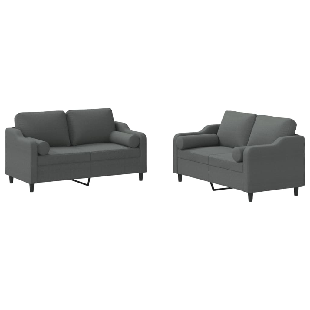2-dijelni set sofa s jastucima tamnosivi od tkanine