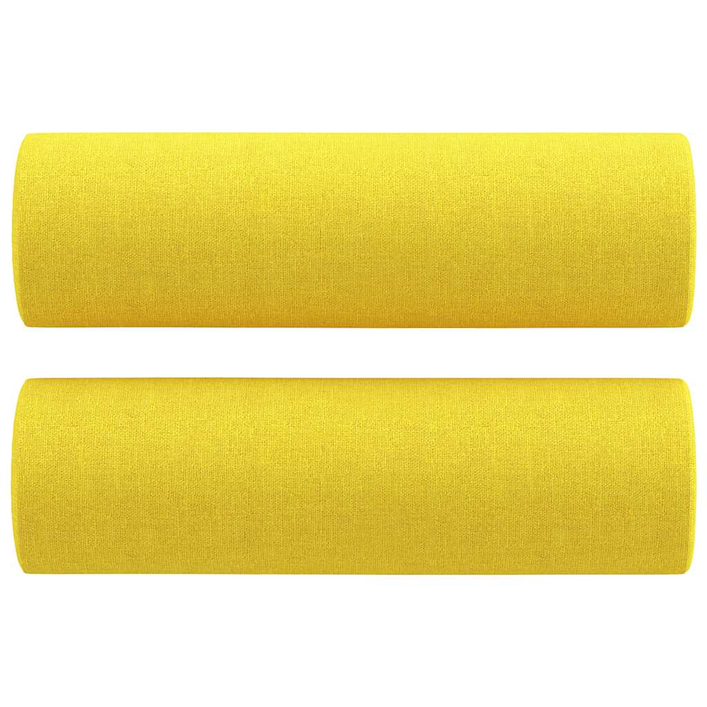 2-dijelni set sofa s jastucima svjetložuti od tkanine