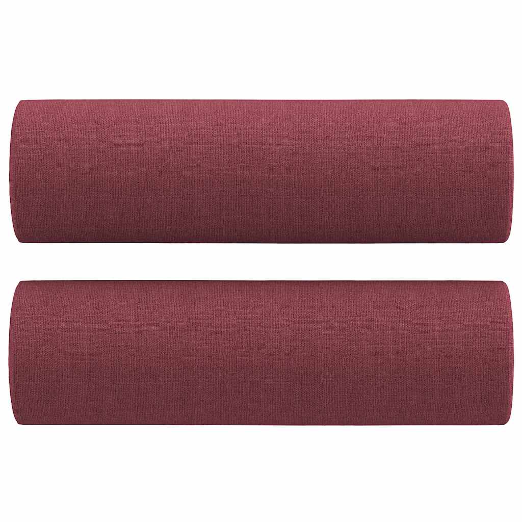 2-dijelni set sofa s jastucima crvena boja vina od tkanine