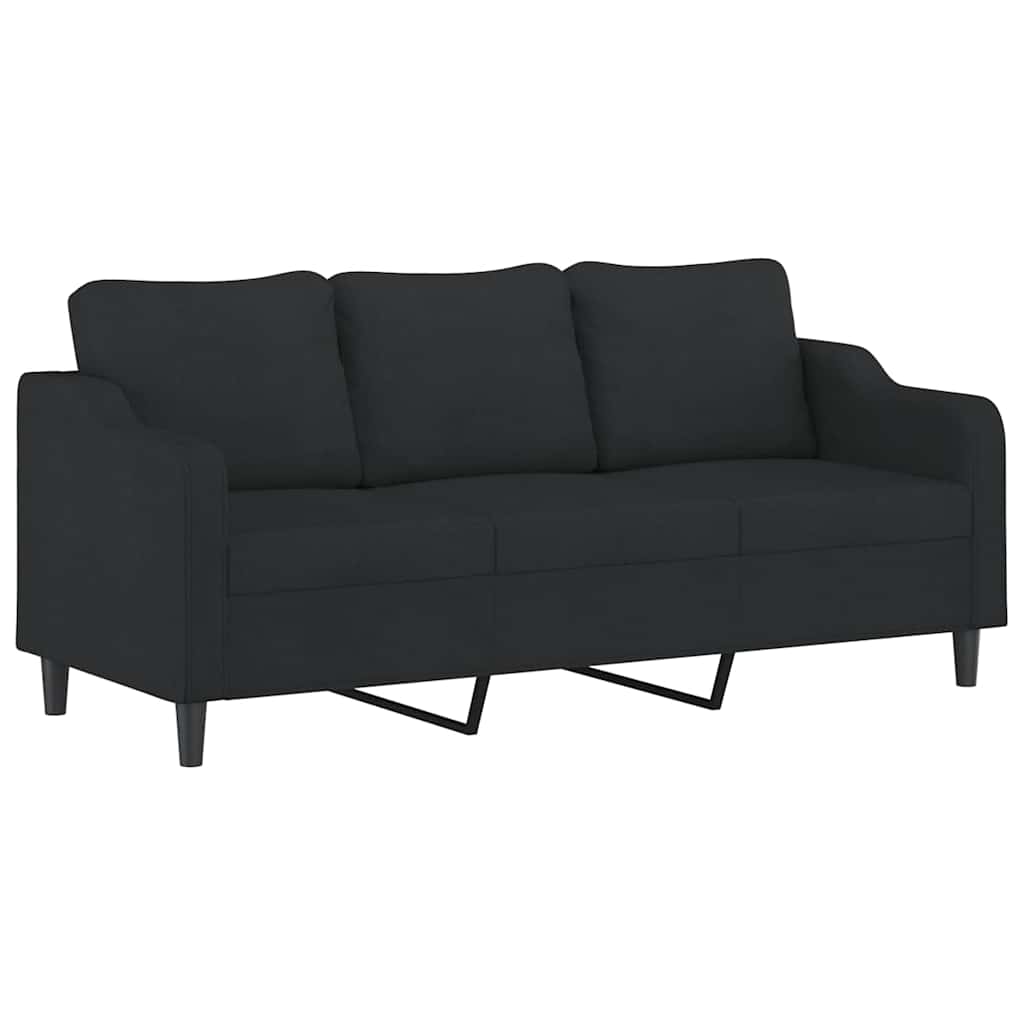 2-dijelni set sofa s jastucima crni od tkanine