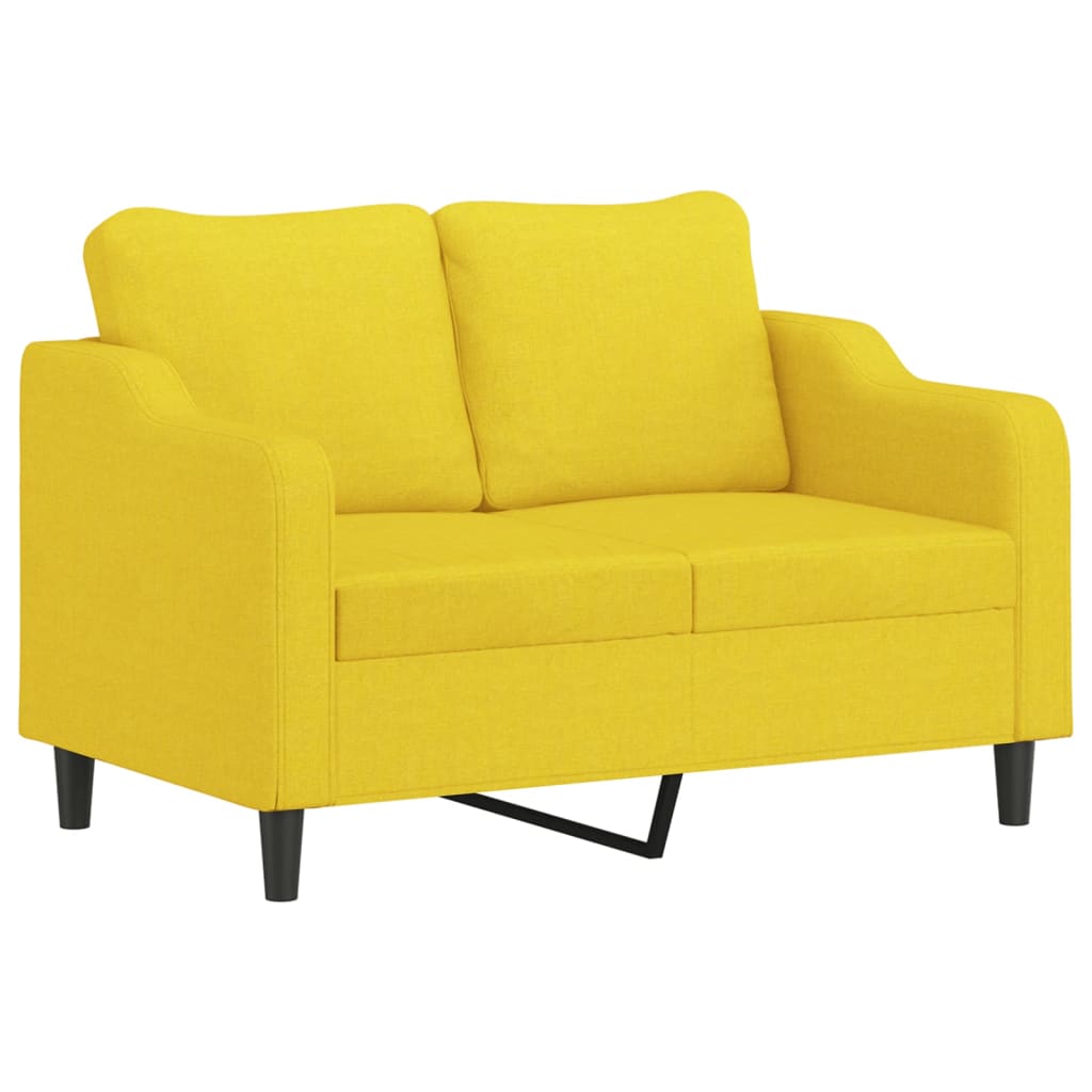 2-dijelni set sofa s jastucima svjetložuti od tkanine