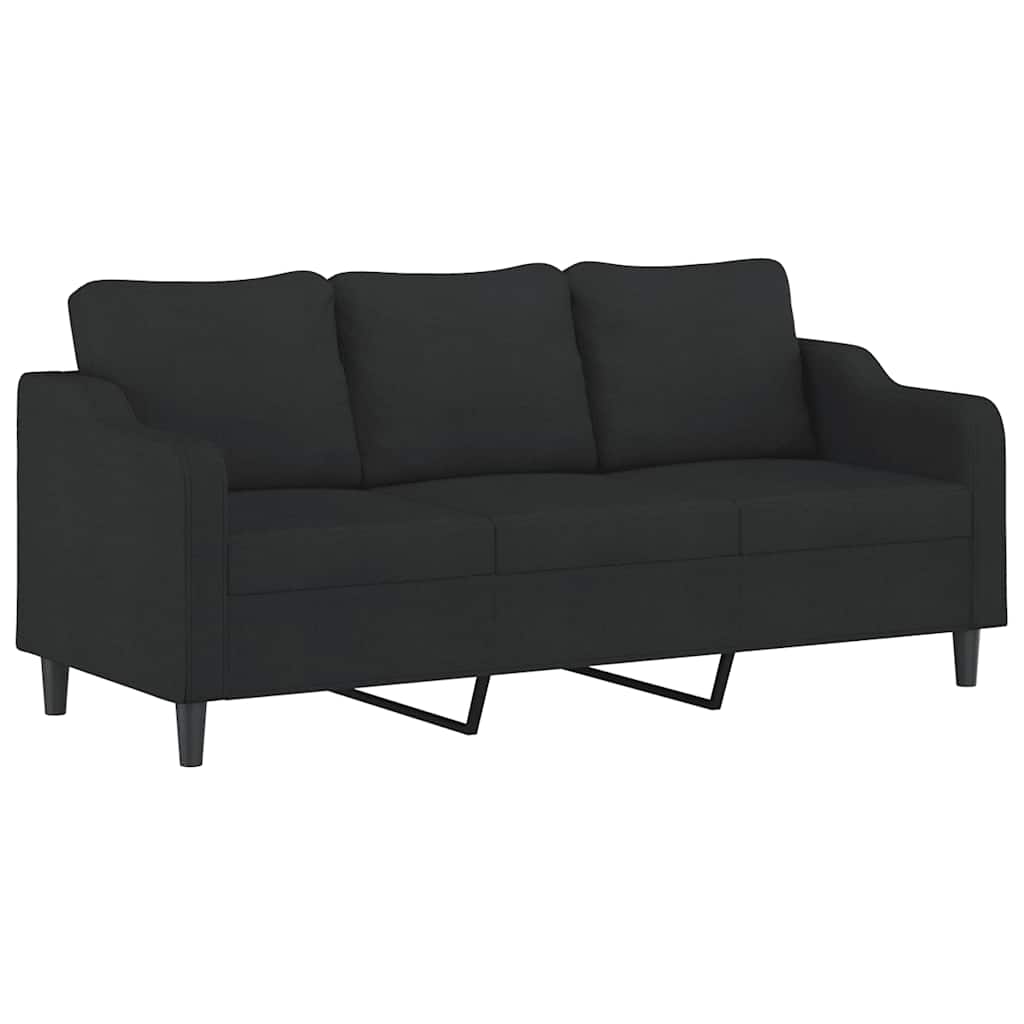 3-dijelni set sofa s jastucima crni od tkanine