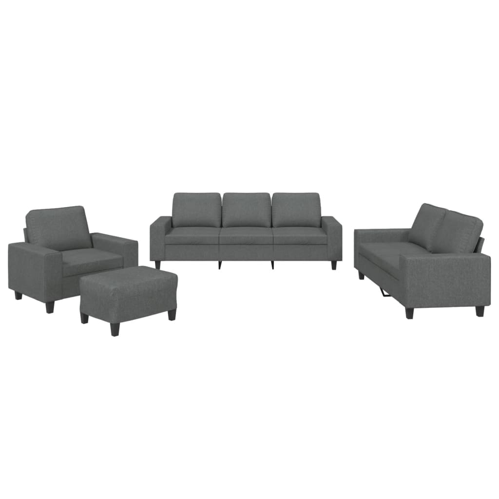 4-dijelni set sofa tamnosivi od tkanine