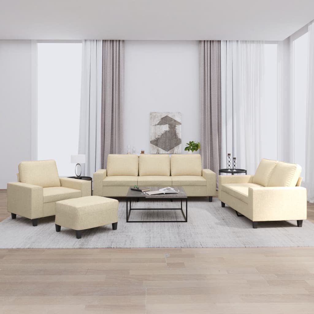 4-dijelni set sofa krem od tkanine