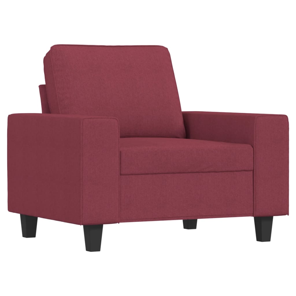 4-dijelni set sofa crvena boja vina od tkanine