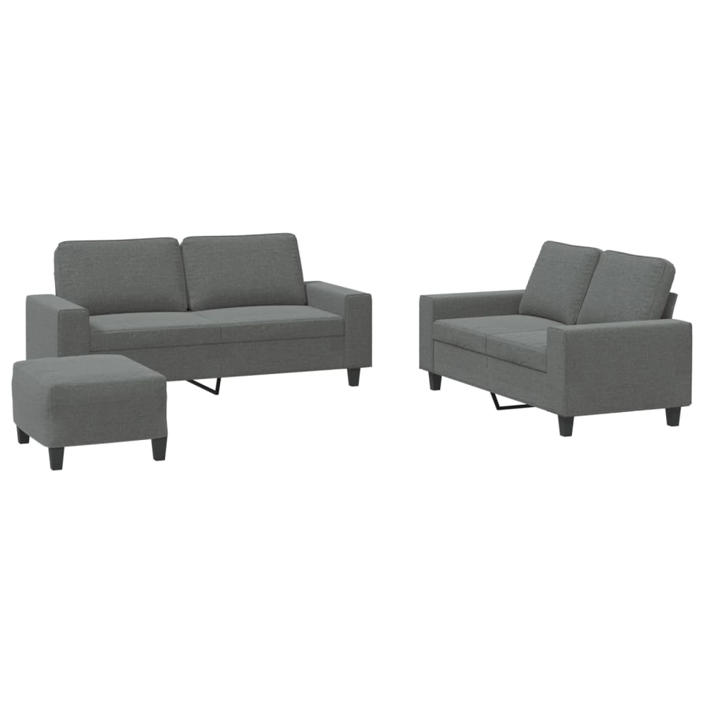 3-dijelni set sofa tamnosivi od tkanine Siva