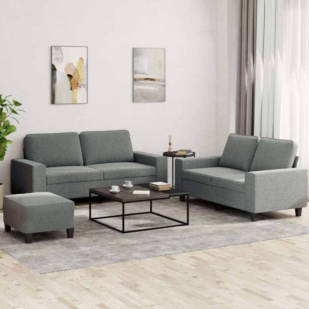 3-dijelni set sofa tamnosivi od tkanine Siva