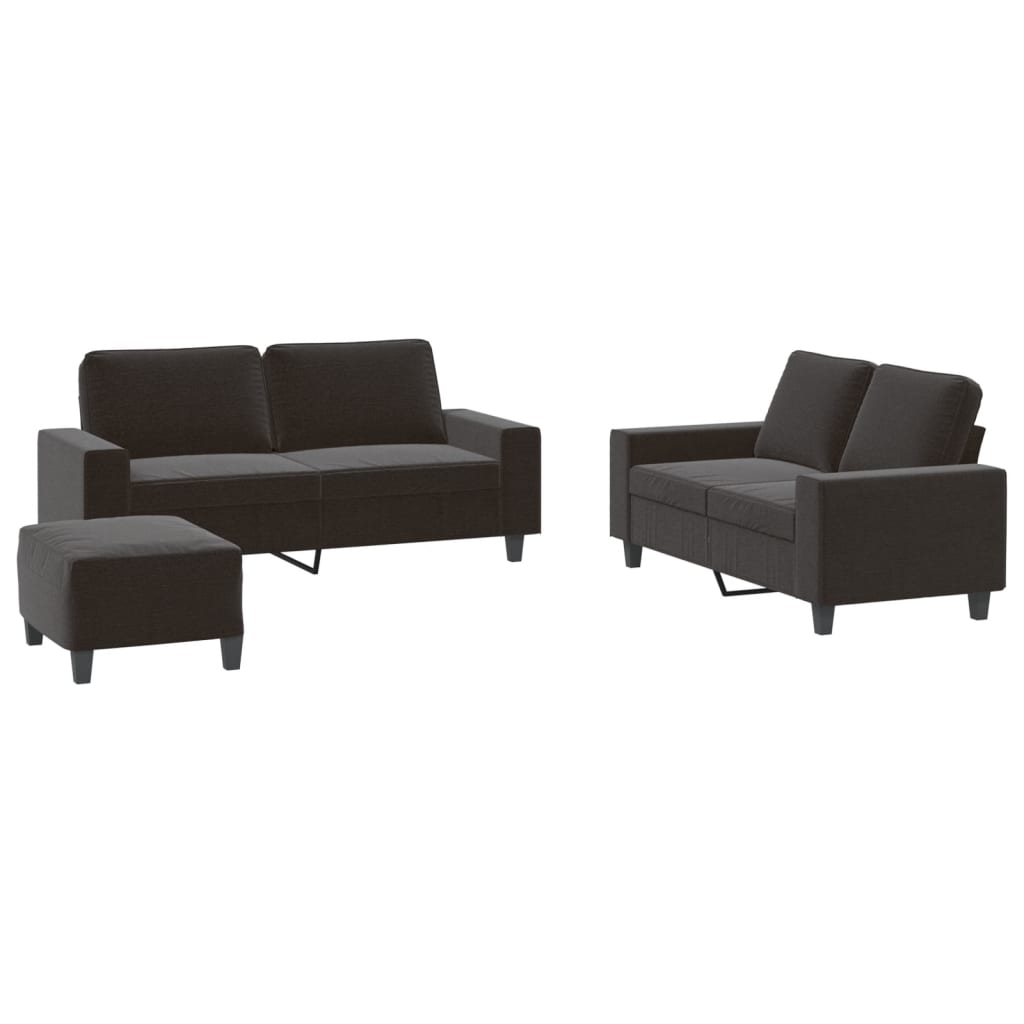 3-dijelni set sofa crni od tkanine