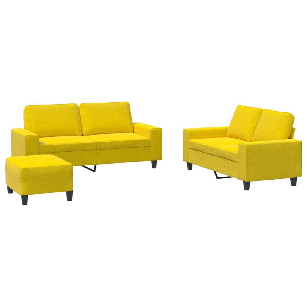 3-dijelni set sofa svjetložuti od tkanine