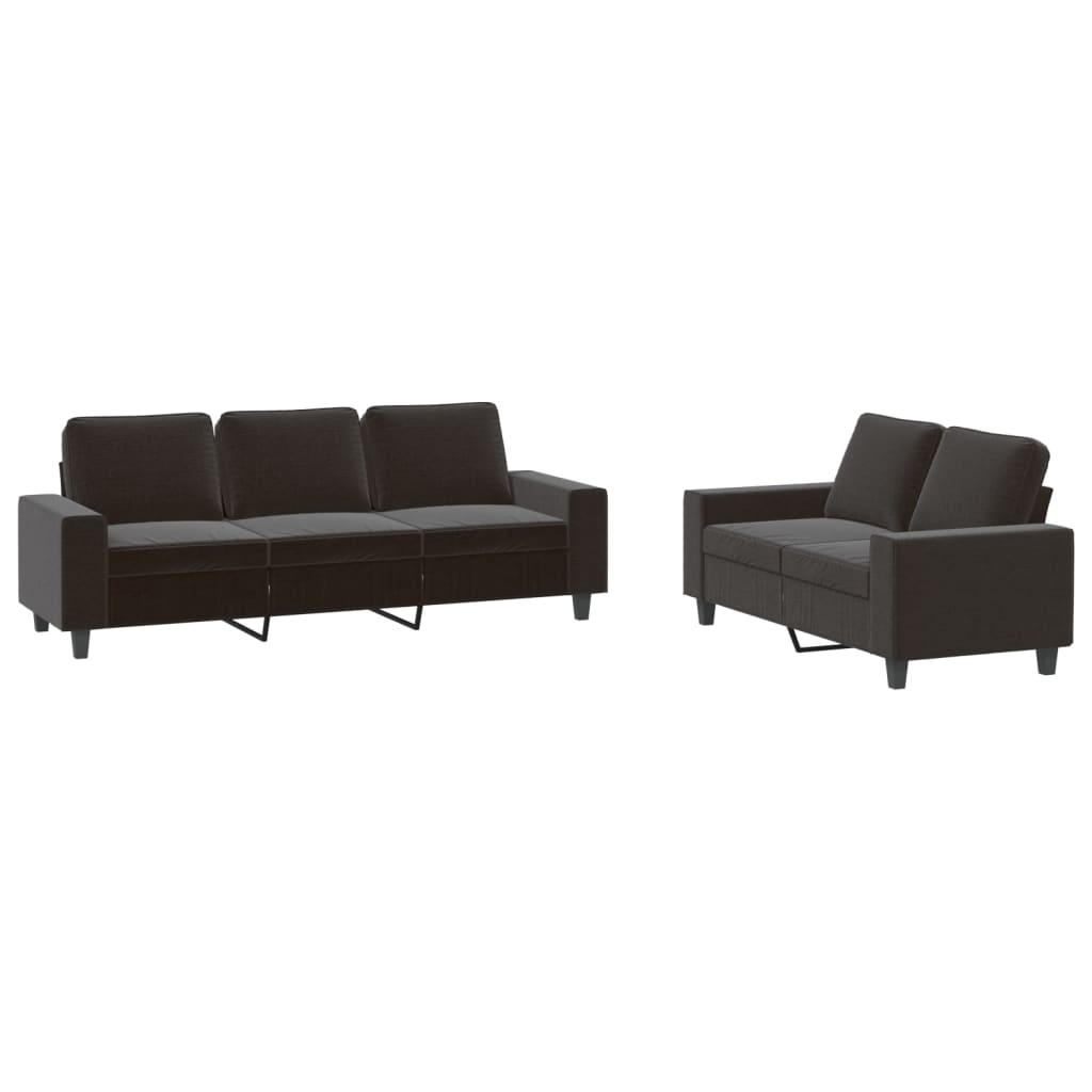 2-dijelni set sofa crni od tkanine