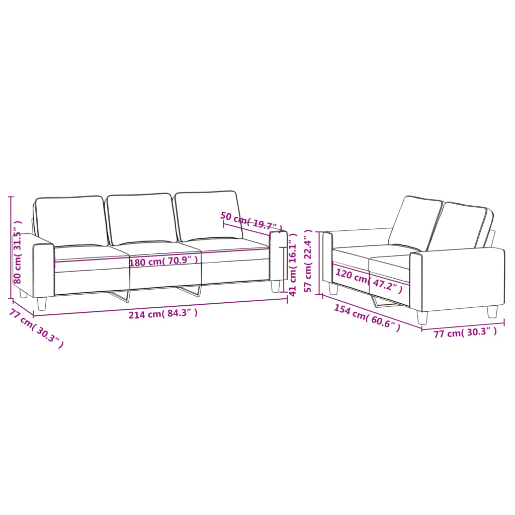 2-dijelni set sofa crvena boja vina od tkanine