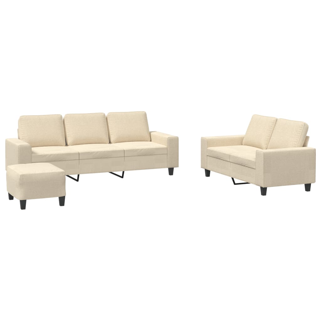 3-dijelni set sofa krem od mikrovlakana
