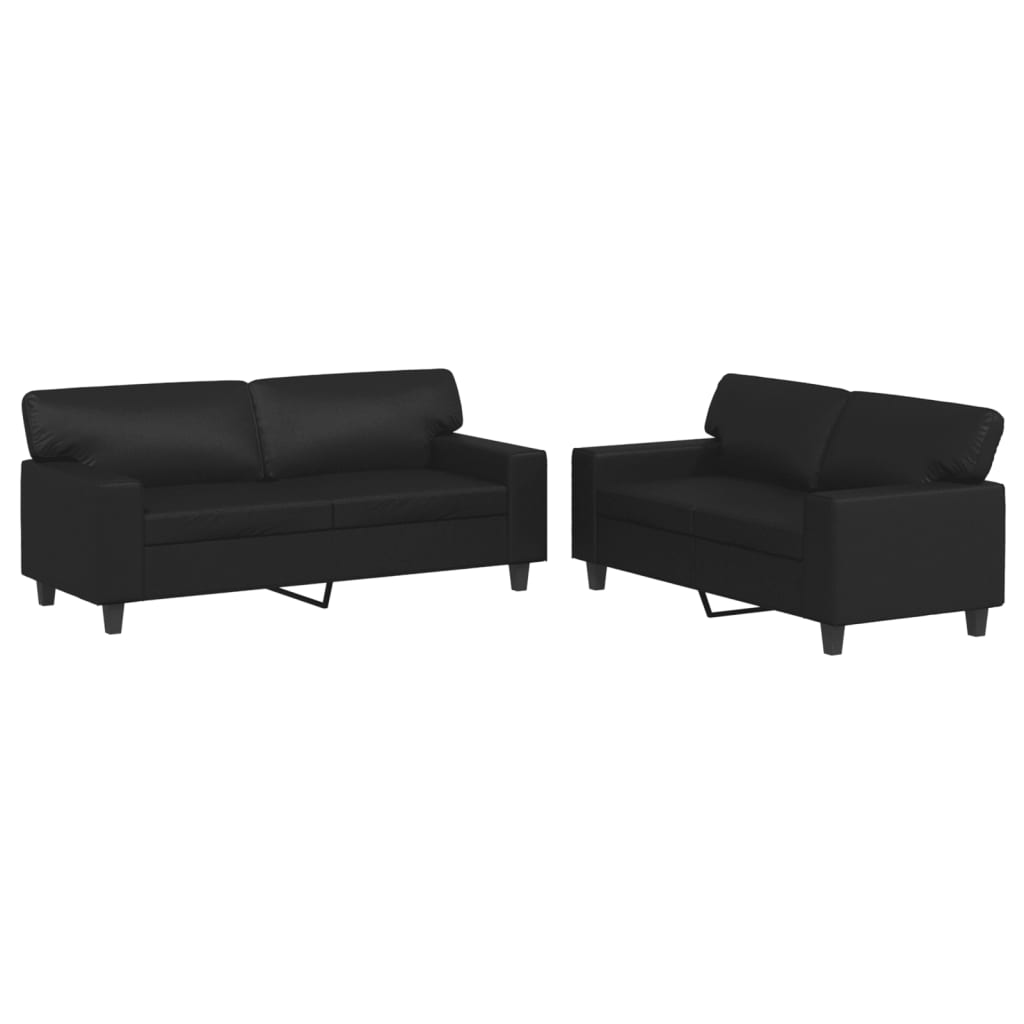 2-dijelni set sofa crni od umjetne kože