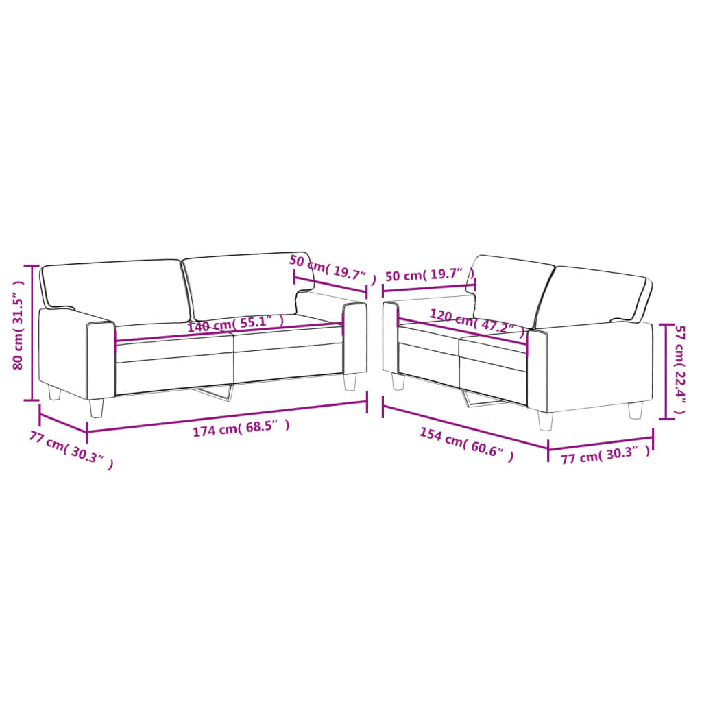 2-dijelni set sofa sivi od umjetne kože