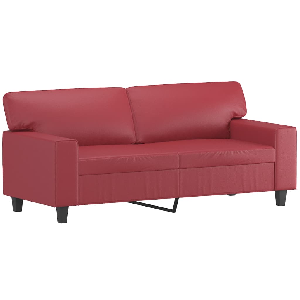 2-dijelni set sofa crvena boja vina od umjetne kože