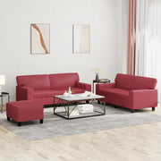 3-dijelna sofa garnitura vino crvena umjetna koža