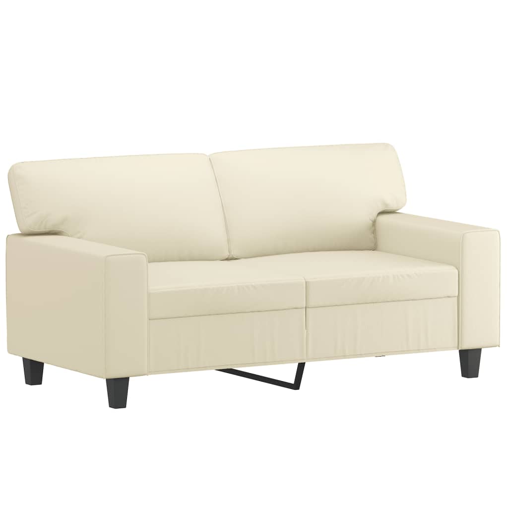 2-dijelni set sofa s jastucima krem od umjetne kože