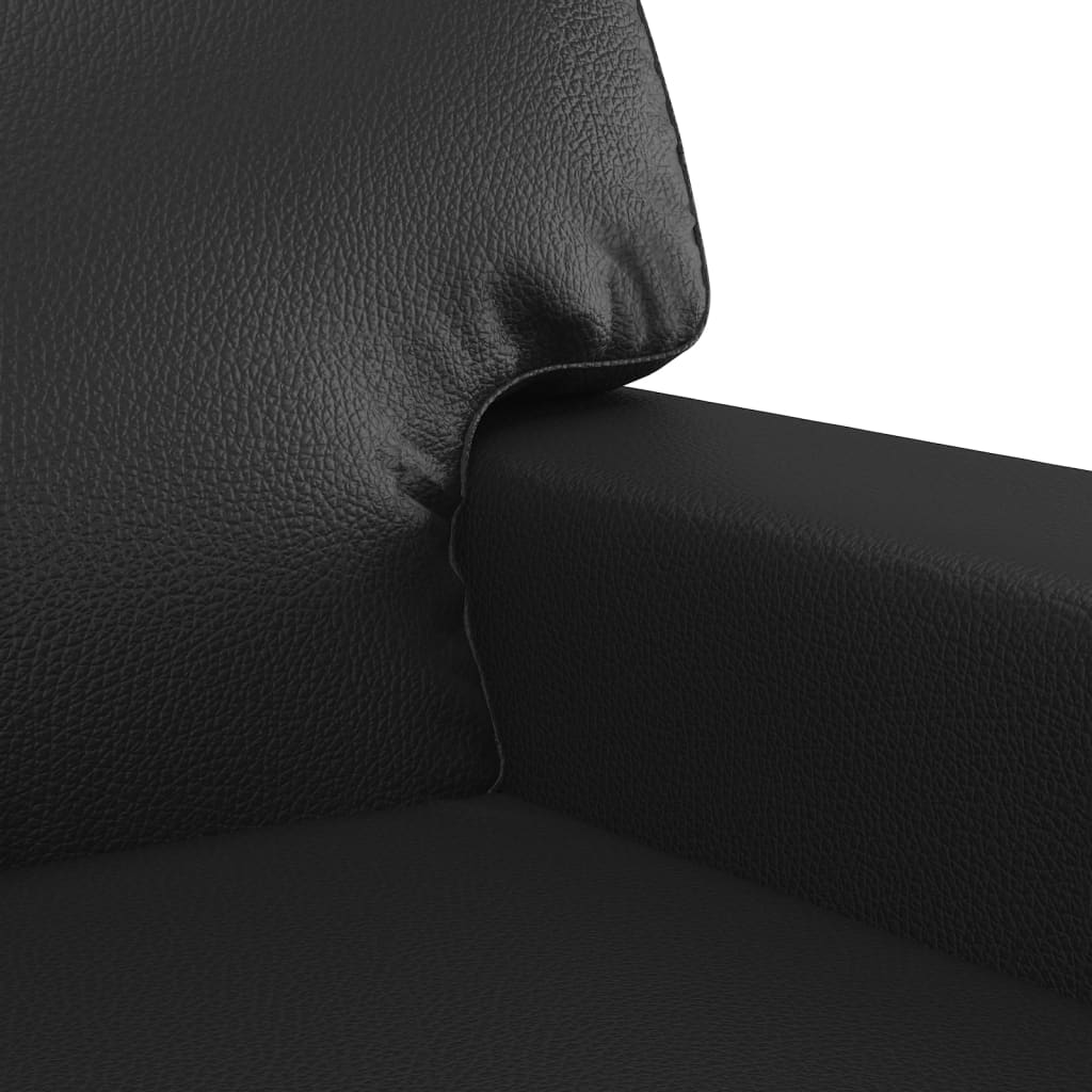 3-dijelni set sofa s jastucima crna od umjetne kože
