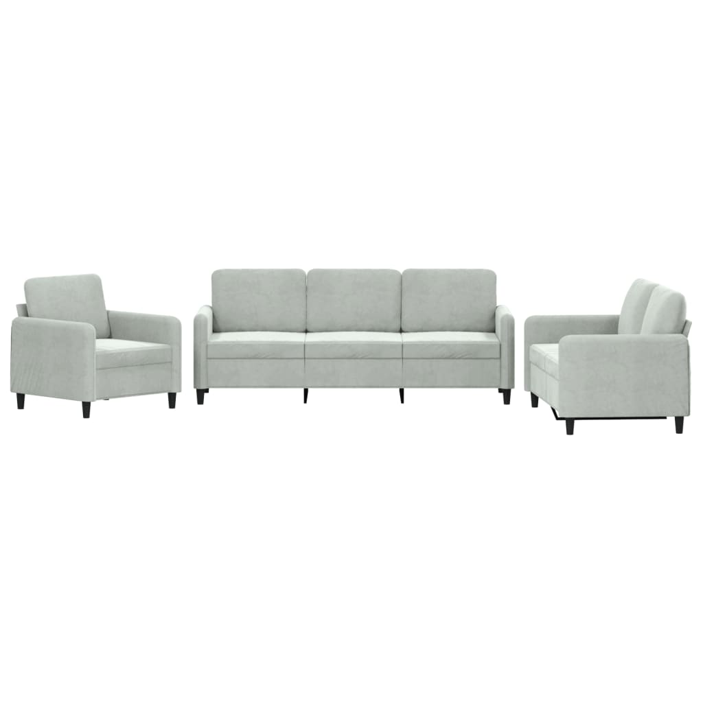 3-dijelni set sofa svjetlosivi baršunasti