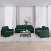 3-dijelni set sofa tamnozeleni baršunasti