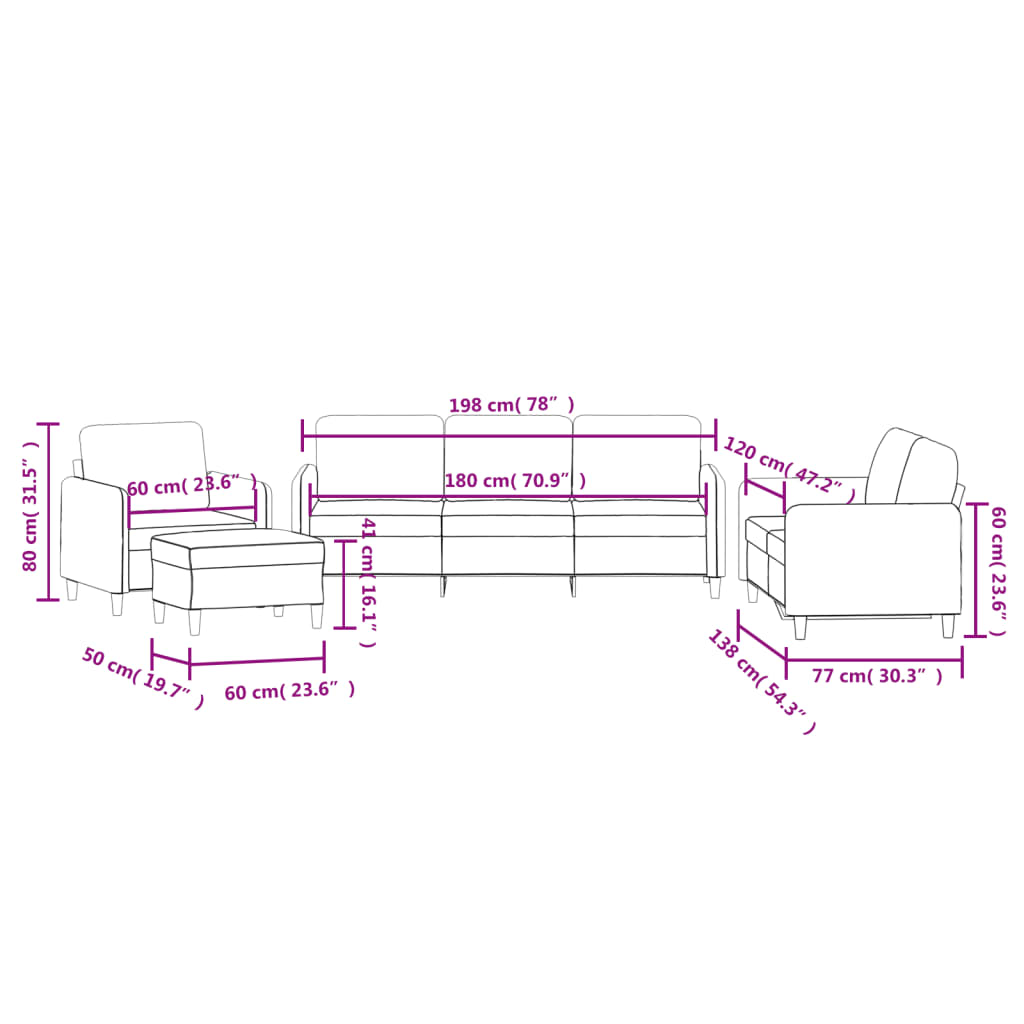 4-dijelni set sofa svjetlosivi baršunasti