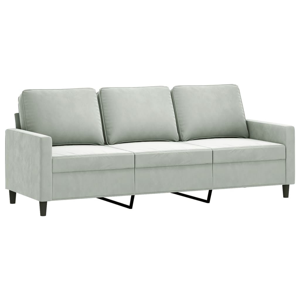 3-dijelni set sofa s jastucima svjetlosivi baršunasti