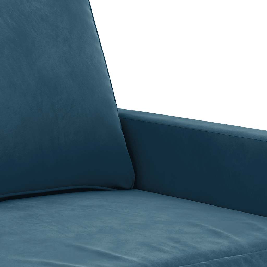 3-dijelni set sofa s jastucima plavi baršunasti