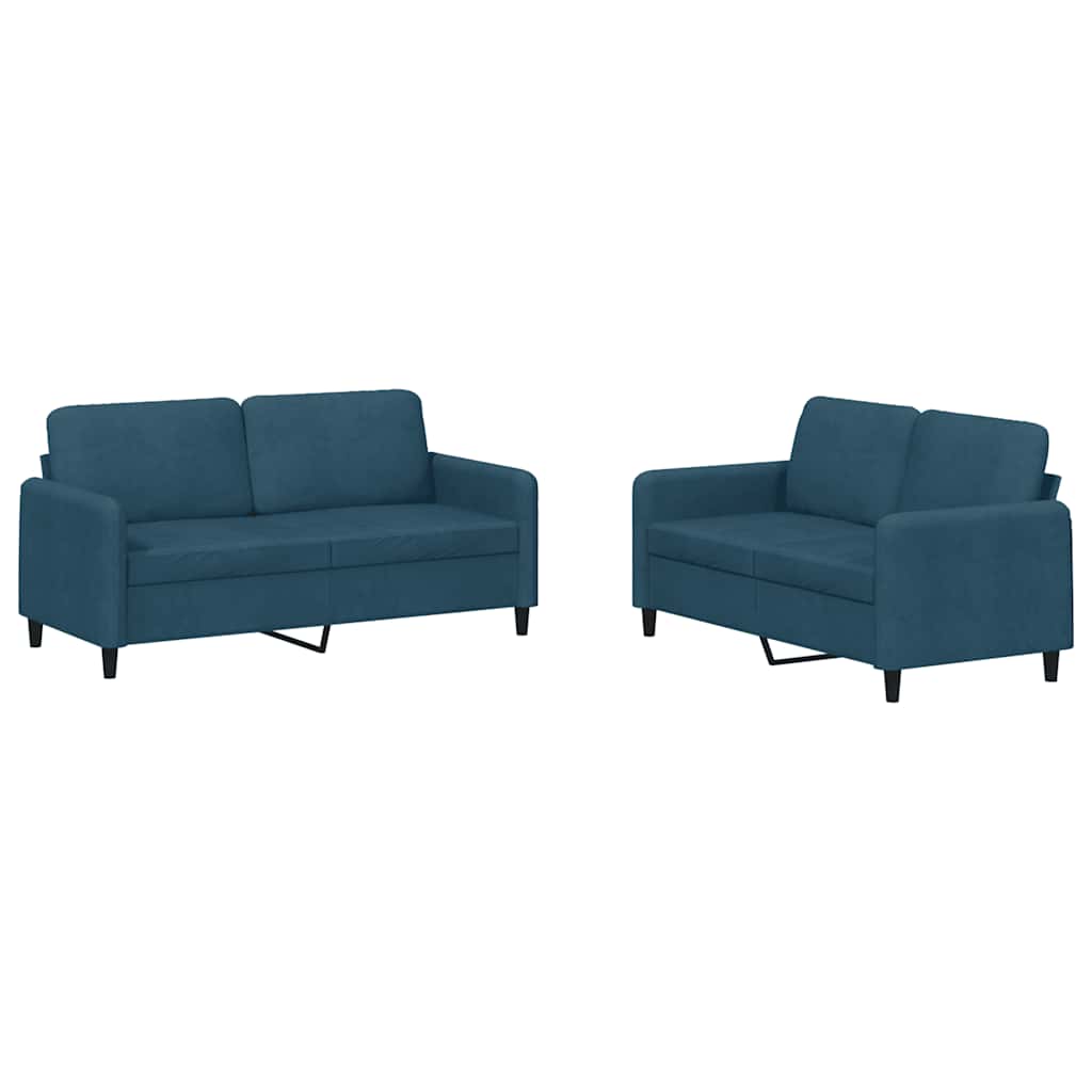 2-dijelni set sofa plavi baršunasti