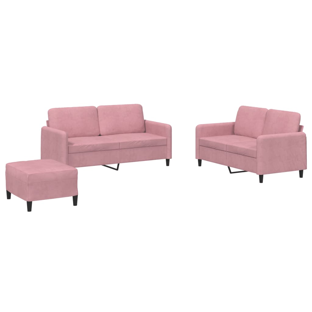 3-dijelni set sofa ružičasti baršunasti