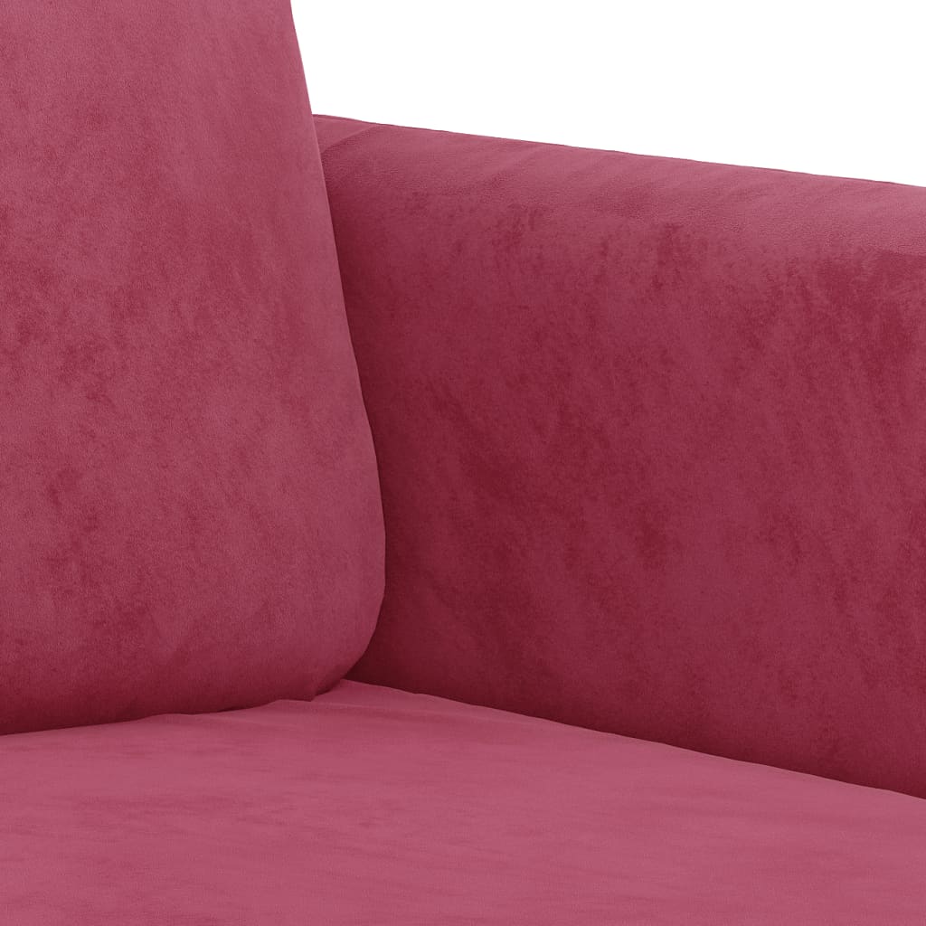 2-dijelni set sofa s jastucima crvena boja vina baršunasti