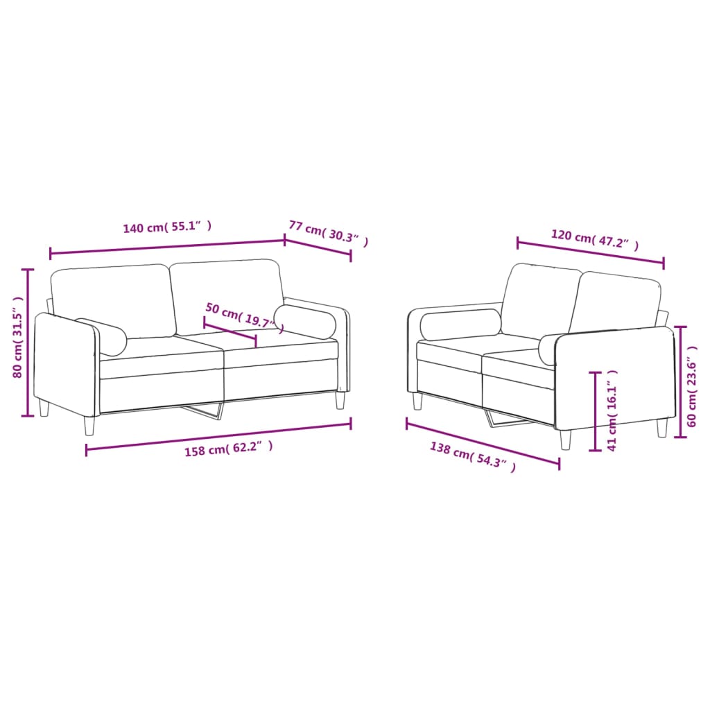2-dijelni set sofa s jastucima crvena boja vina baršunasti