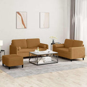 3-dijelni set sofa s jastucima smeđi baršunasti