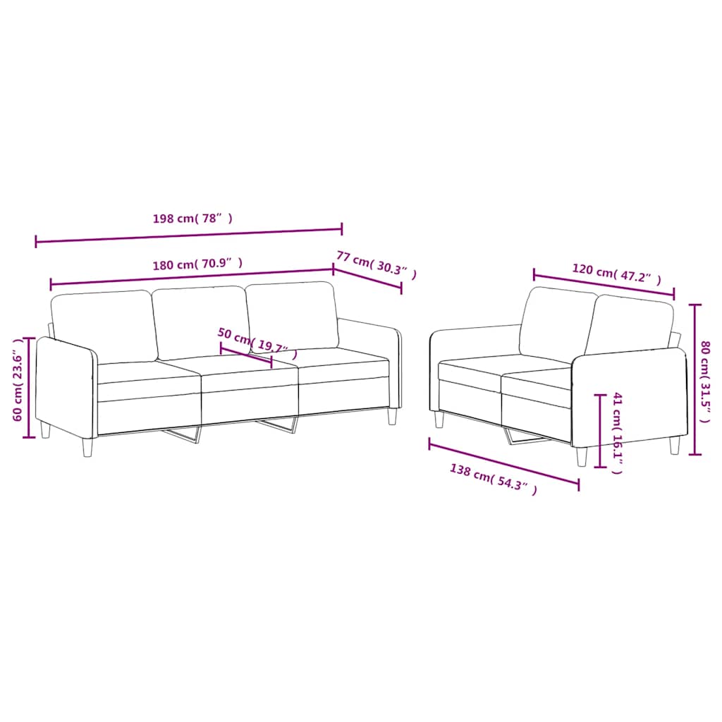 2-dijelni set sofa plavi baršunasti