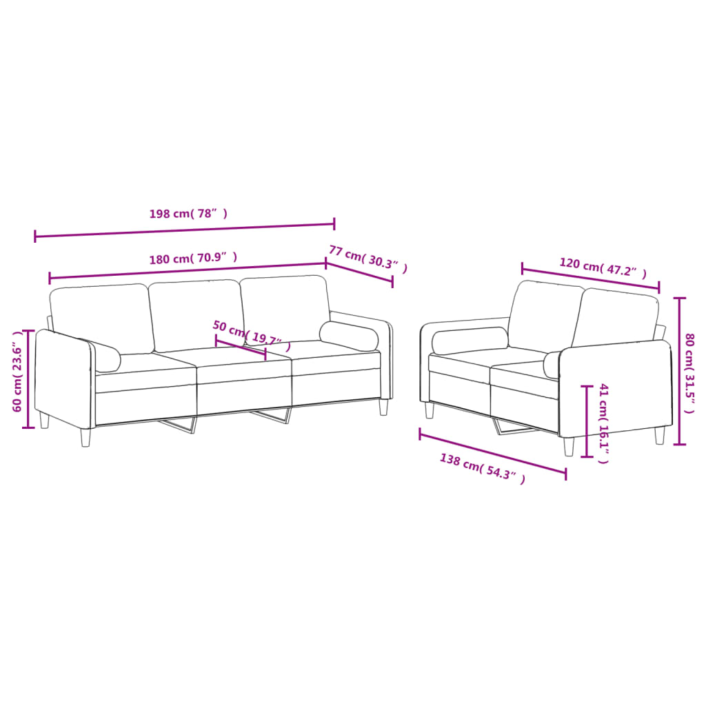 2-dijelni set sofa s jastucima svjetlosivi baršunasti