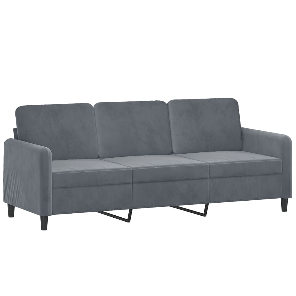 2-dijelni set sofa s jastucima tamnosivi baršunasti