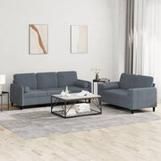 2-dijelni set sofa s jastucima tamnosivi baršunasti