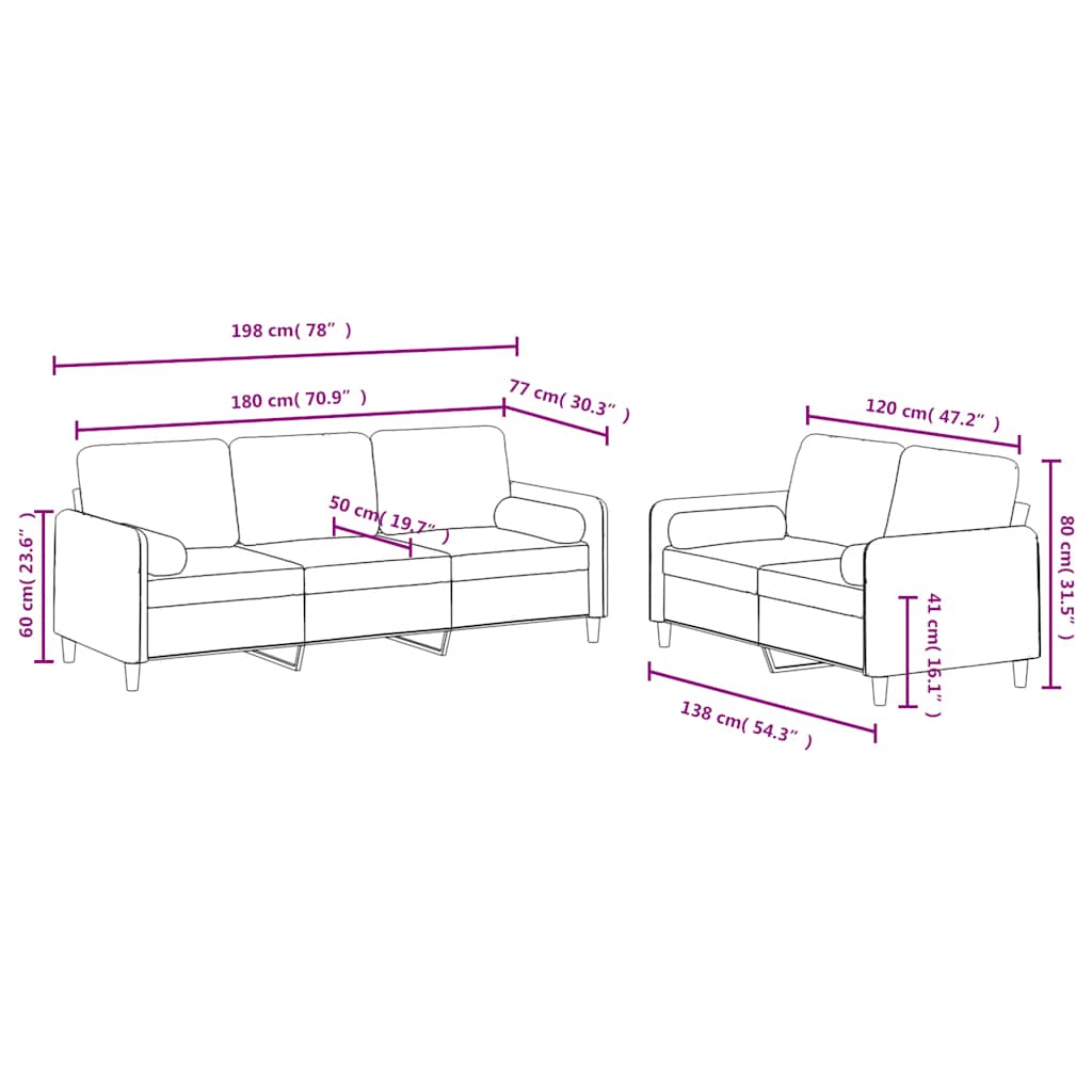 2-dijelni set sofa s jastucima tamnozeleni baršunasti