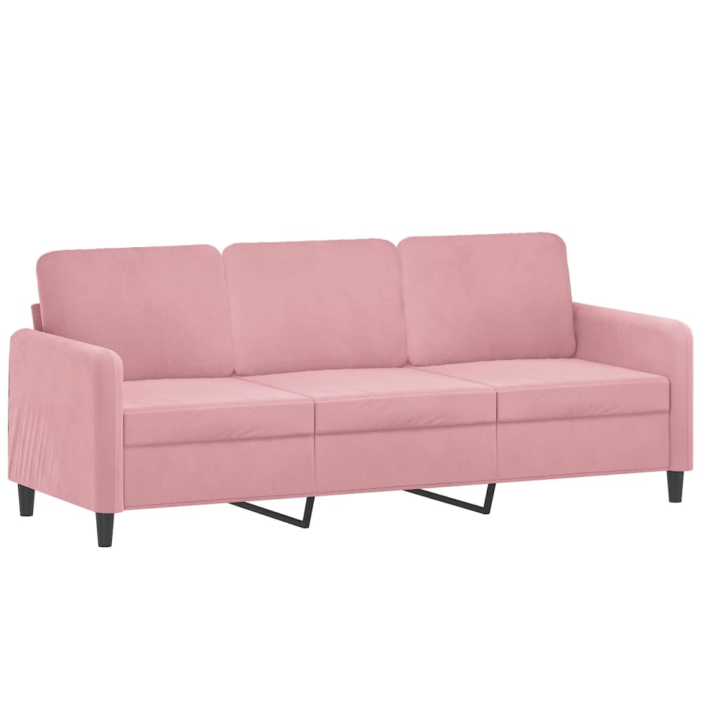 3-dijelni set sofa s jastucima ružičasti baršunasti